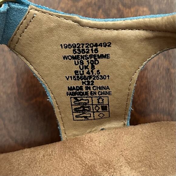 Lands' End Blue Leather Wedge Comfort Sandals, Perfect for Summer, Size 10 - Picture 13 of 13